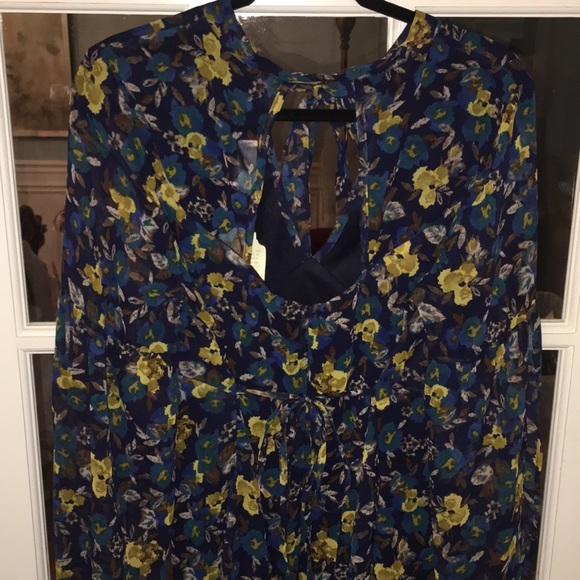 Navy blue, yellow flower dress - Picture 3 of 5